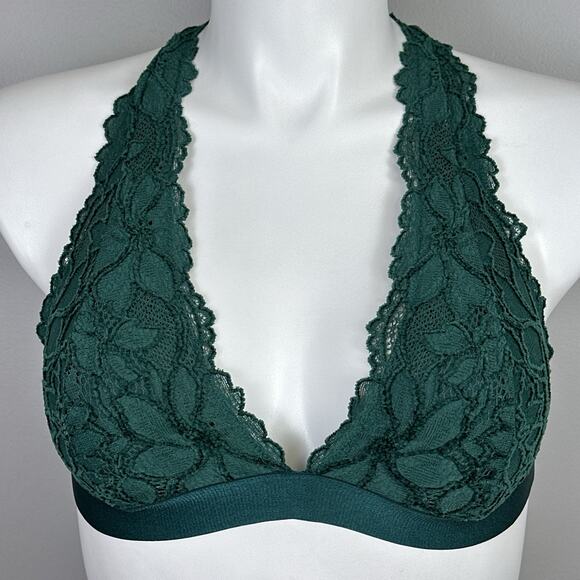 Victoria’s Secret PINK Bra Bralette XL Strappy Criss Cross Back Dark Green - Picture 1 of 9